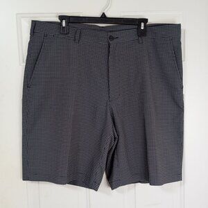 PGA Tour Golf Shorts Mens Micro-Check Plaid Size 38 Black & White